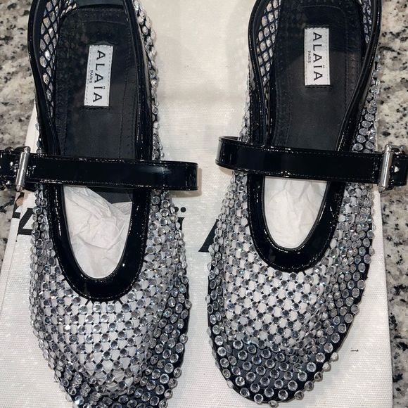 Alaia Mesh Rhinestone Ballet Flats - Picture 3 of 10